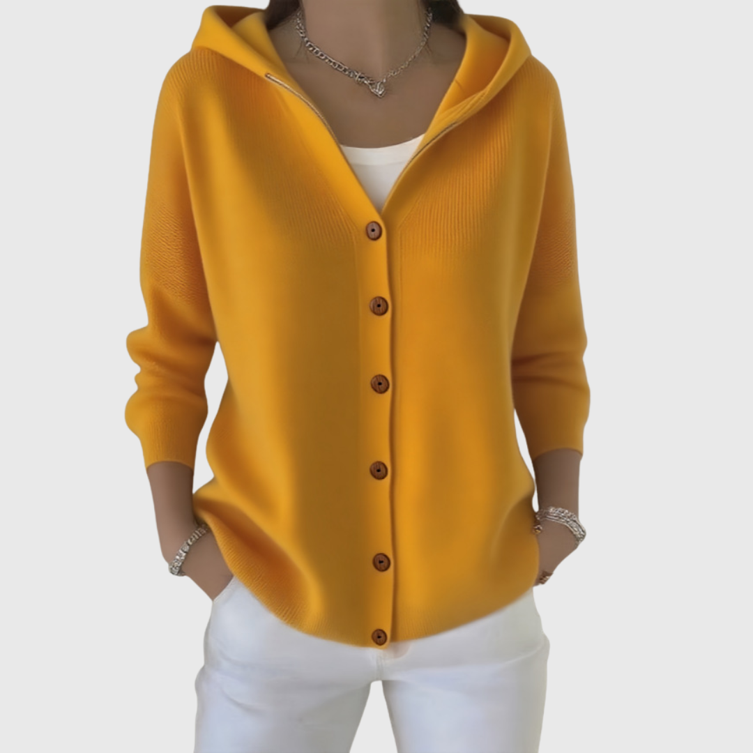 Women's Hooded Cardigan — Button-Down Front & Long Sleeves 7