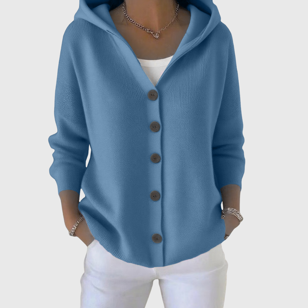 Women's Hooded Cardigan — Button-Down Front & Long Sleeves 9