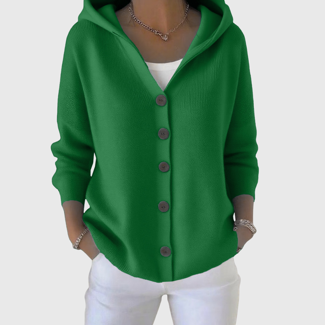 Women's Hooded Cardigan — Button-Down Front & Long Sleeves 10