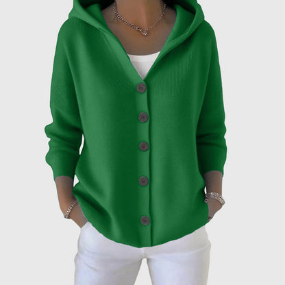 Women's Hooded Cardigan — Button-Down Front & Long Sleeves 10