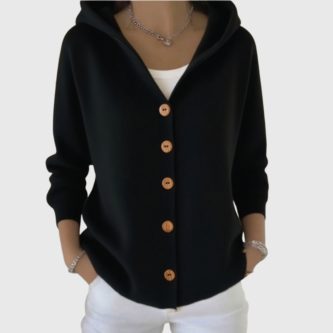 Women's Hooded Cardigan — Button-Down Front & Long Sleeves 11
