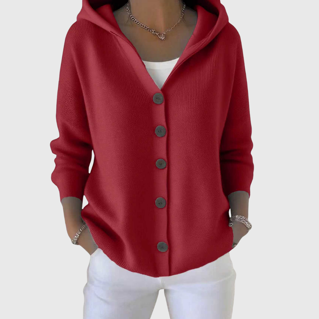 Women's Hooded Cardigan — Button-Down Front & Long Sleeves 12