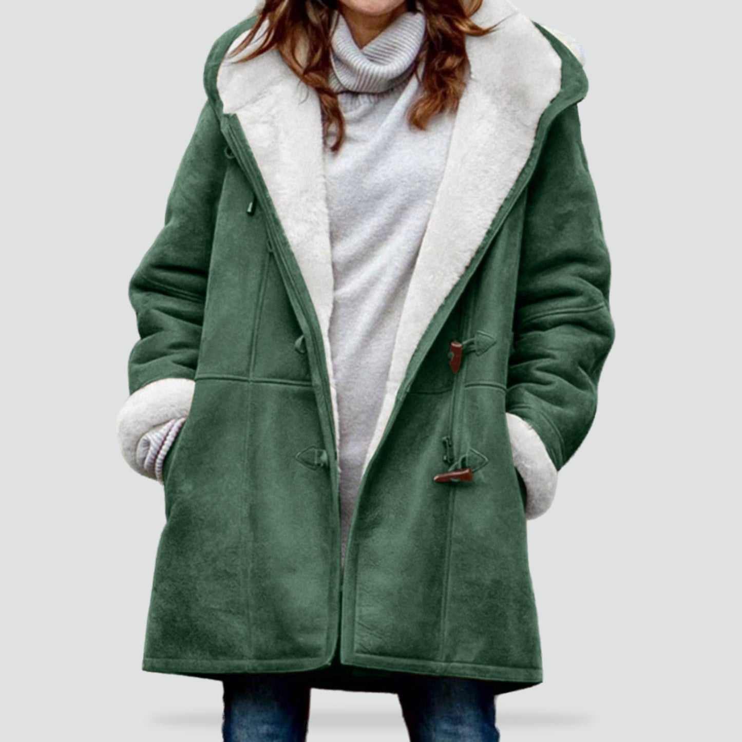 Women's Hooded Duffle Coat — Warm Lined Toggle Winter Coat 1