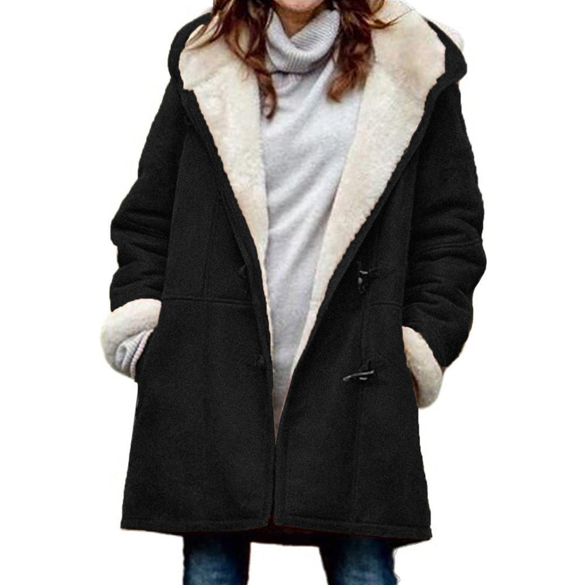 Women's Hooded Duffle Coat — Warm Lined Toggle Winter Coat 4