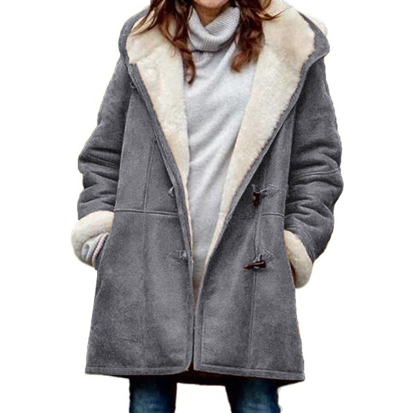 Women's Hooded Duffle Coat — Warm Lined Toggle Winter Coat 6