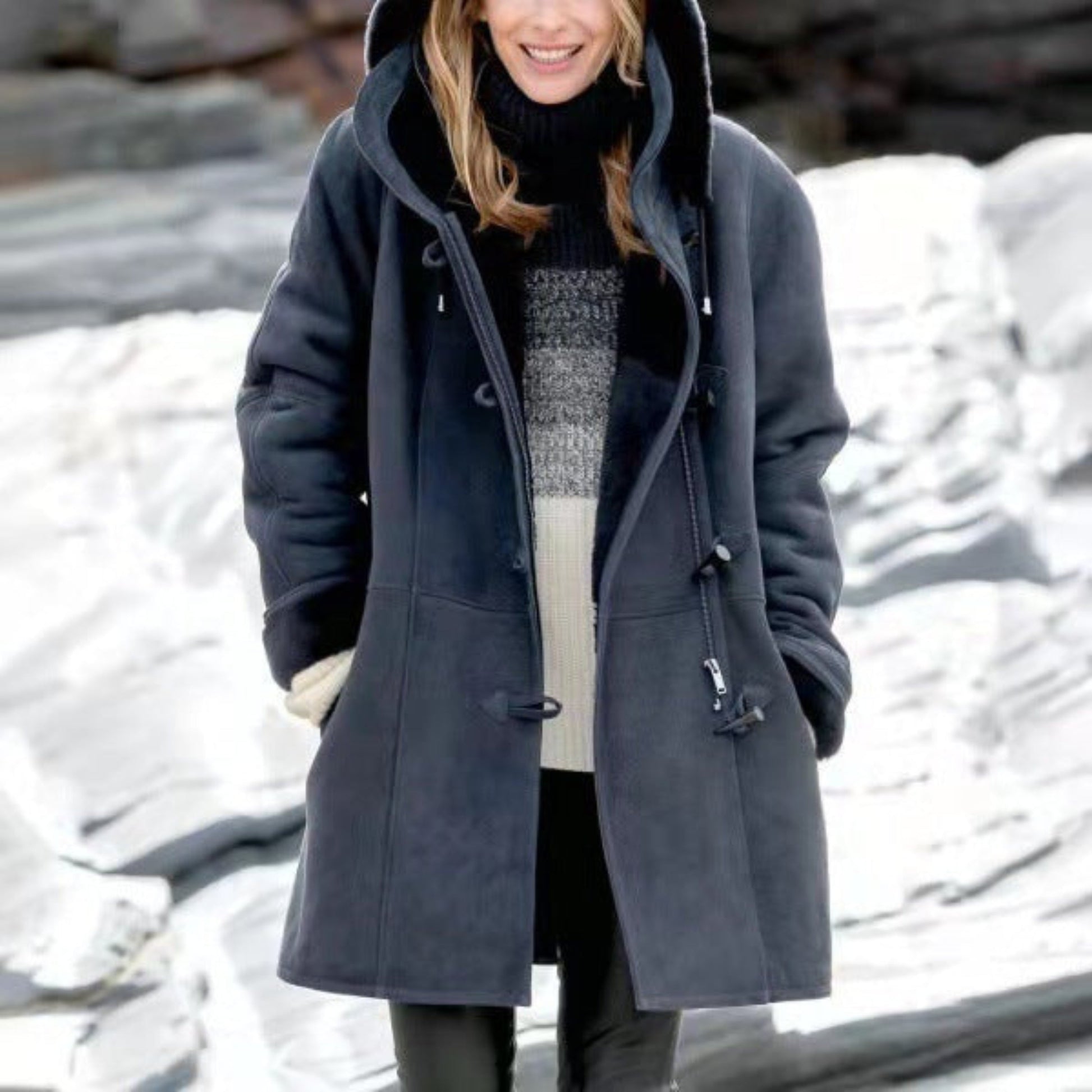 Women's Hooded Duffle Coat — Warm Lined Toggle Winter Coat 7