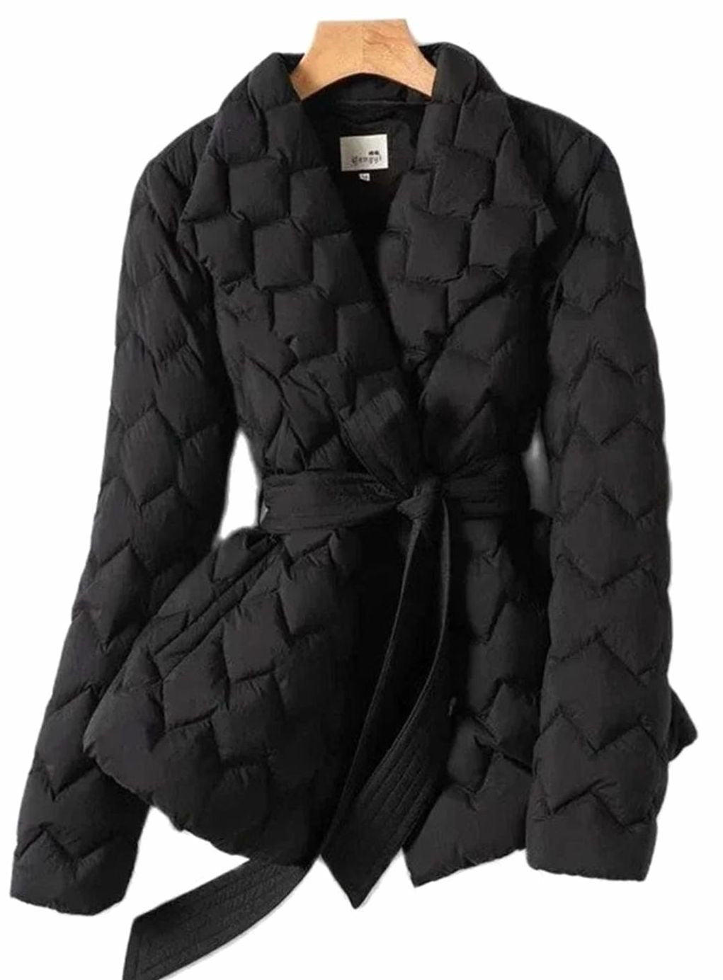 Women's Quilted Down Jacket — Tie Belt & Slim Fit 3