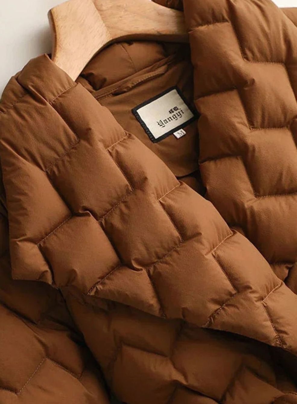 Women's Quilted Down Jacket — Tie Belt & Slim Fit 4
