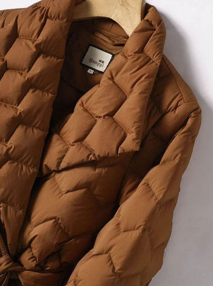 Women's Quilted Down Jacket — Tie Belt & Slim Fit 5