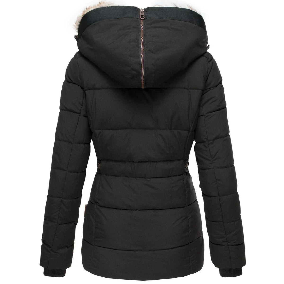 Women's Quilted Parka Jacket — Faux Fur Hood & Zip Pockets 3