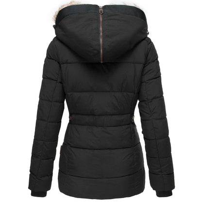 Women's Quilted Parka Jacket — Faux Fur Hood & Zip Pockets 3