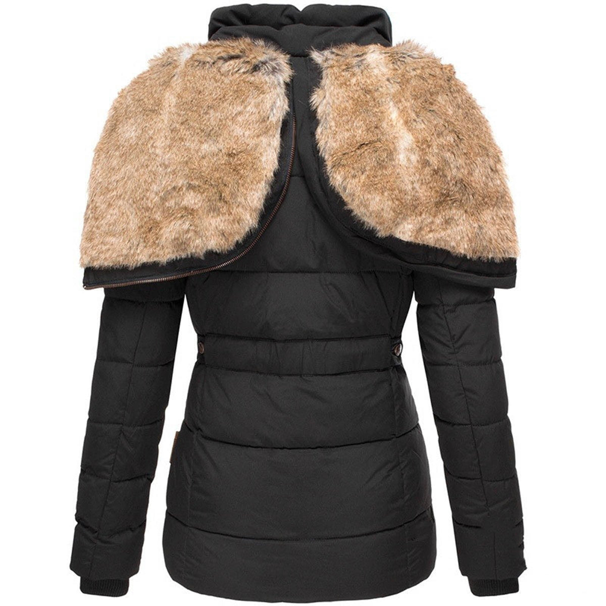 Women's Quilted Parka Jacket — Faux Fur Hood & Zip Pockets 4