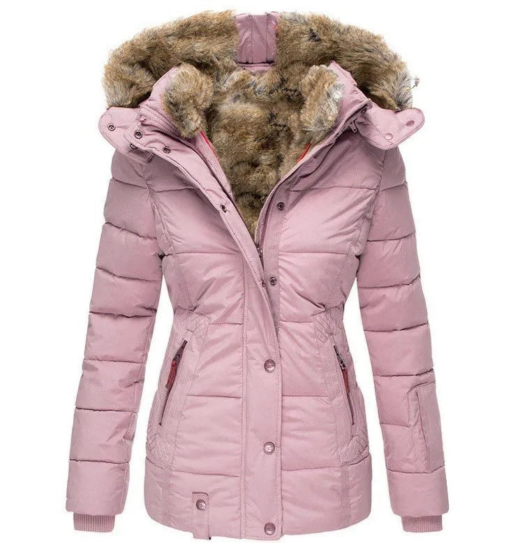 Women's Quilted Parka Jacket — Faux Fur Hood & Zip Pockets 6
