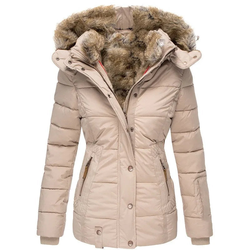 Women's Quilted Parka Jacket — Faux Fur Hood & Zip Pockets 7