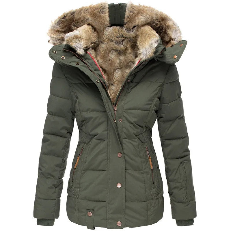 Women's Quilted Parka Jacket — Faux Fur Hood & Zip Pockets 8