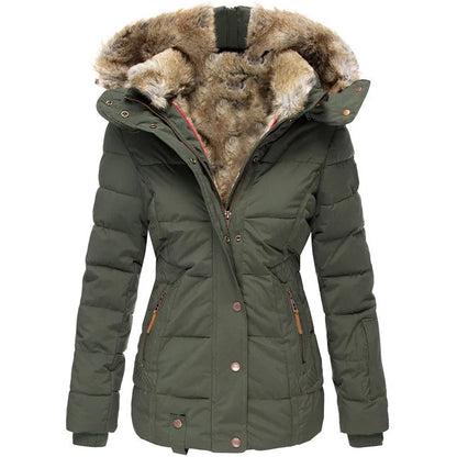 Women's Quilted Parka Jacket — Faux Fur Hood & Zip Pockets 8