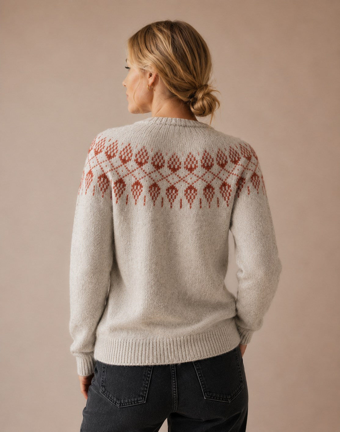 DECERLE - Women's - Fair Isle Knit - Crew Neck Sweater