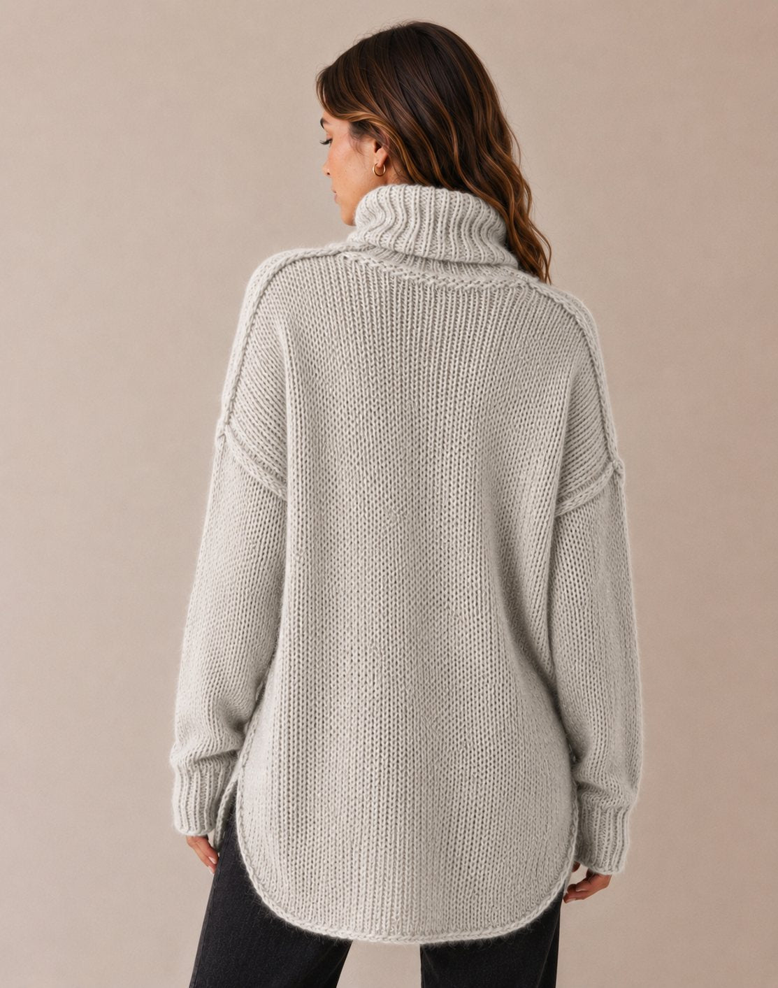 DECERLE - Women's - Chunky Knit - Oversized Turtleneck Sweater