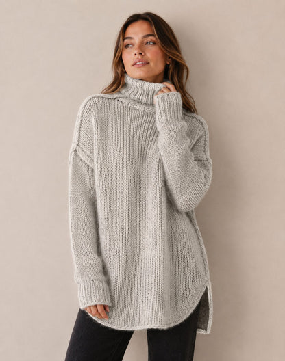 Women's Chunky Knit Oversized Turtleneck Sweater