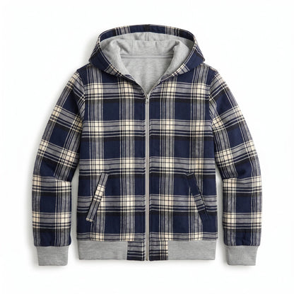 Reversible Cropped Hoodie Jacket – Check Pattern Zip-Up Women 5