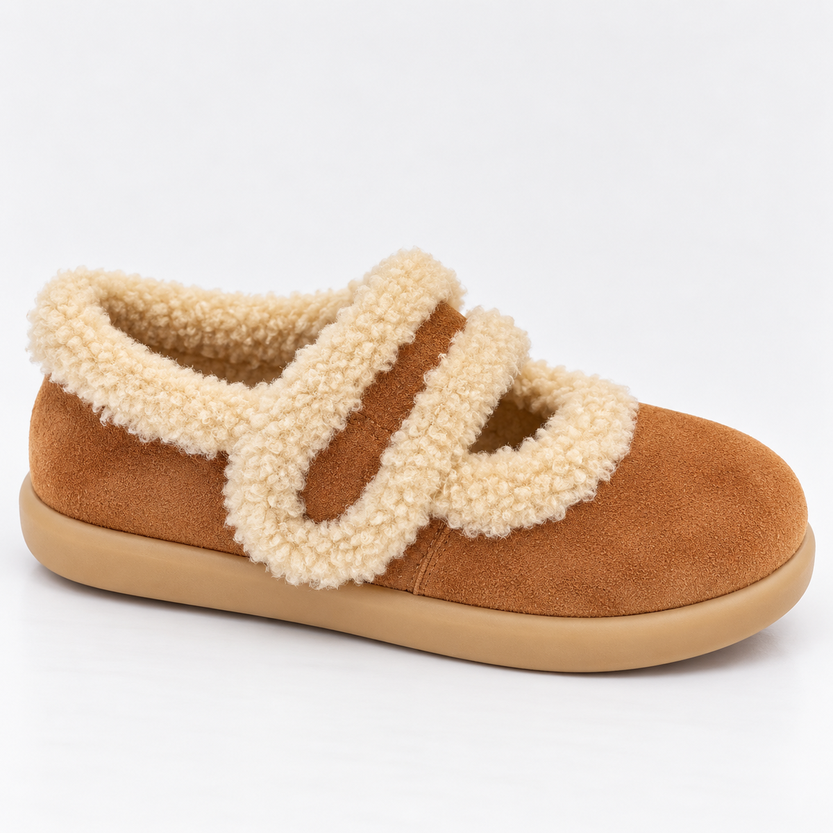 Women's Suede Slippers — Warm Faux Fur Lined Winter Shoes 1