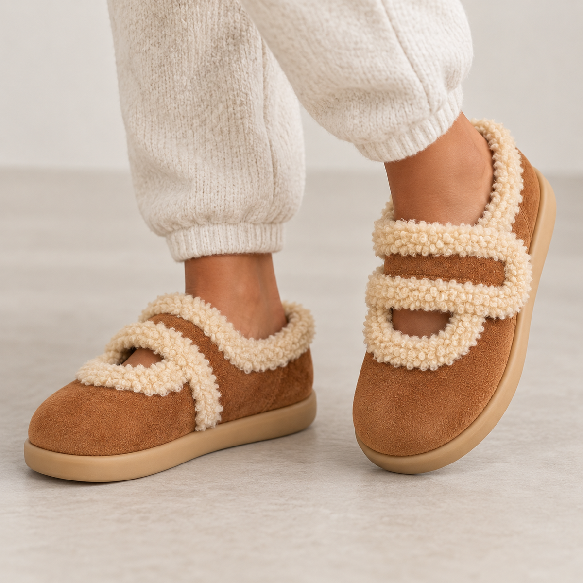 Women's Suede Slippers — Warm Faux Fur Lined Winter Shoes 3