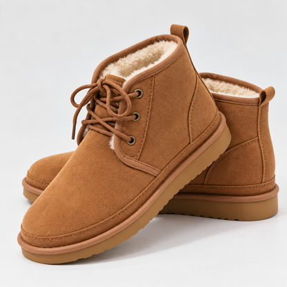 Women's Suede Lace-Up Ankle Boots — Faux Fur Lined Winter 2