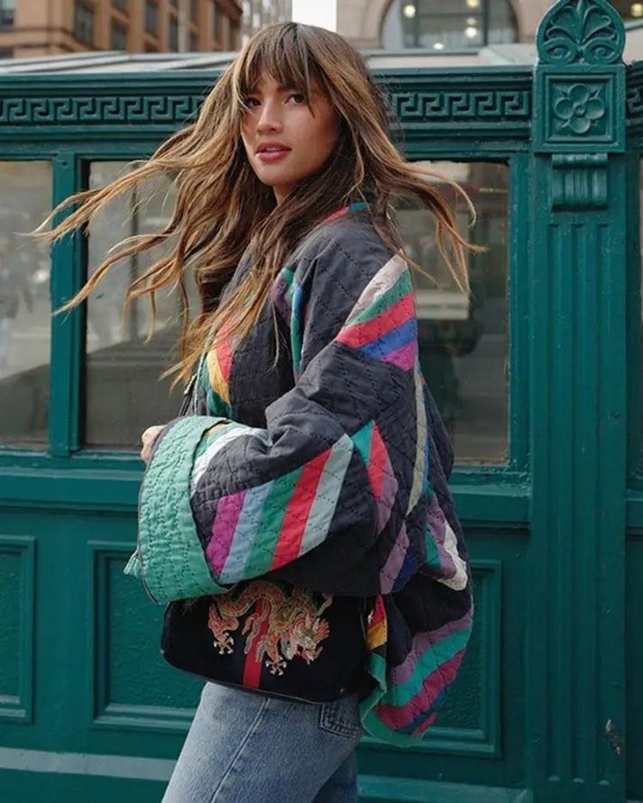 Aria Retro Revival Coat — Oversized Patchwork Jacket 5