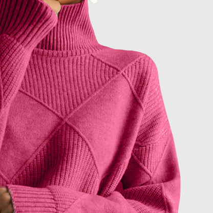Women's Turtleneck Sweater — Soft Geometric Knit 7 Colours 3