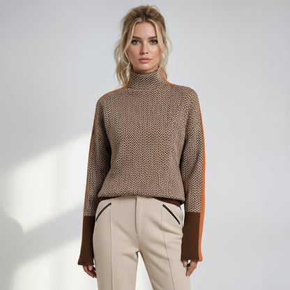 Elara Striped Turtleneck Sweater — Cozy High Collar Knit 5