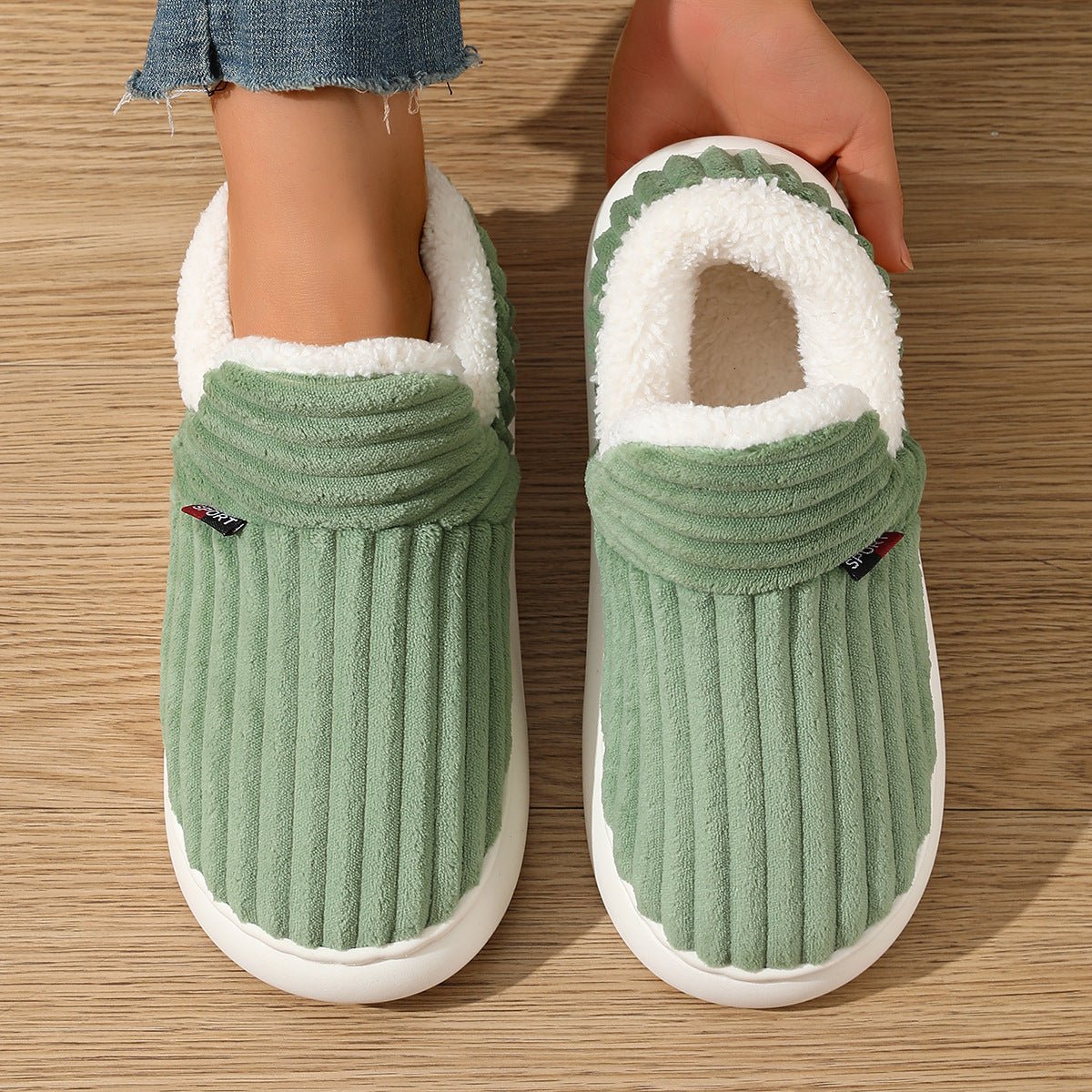 Non-Slip Plush House Slippers — Warm Corduroy Indoor 7