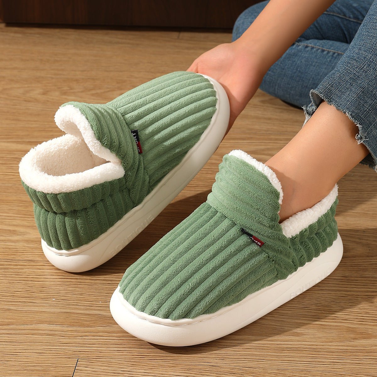 Non-Slip Plush House Slippers — Warm Corduroy Indoor 6