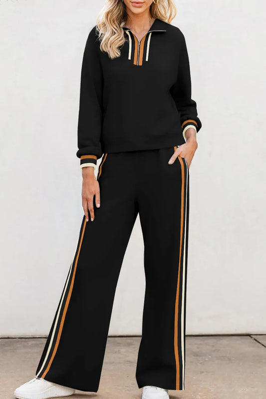 Half-Zip Knitted Jumper & Wide-Leg Trousers Set — Women's Co-Ord 1