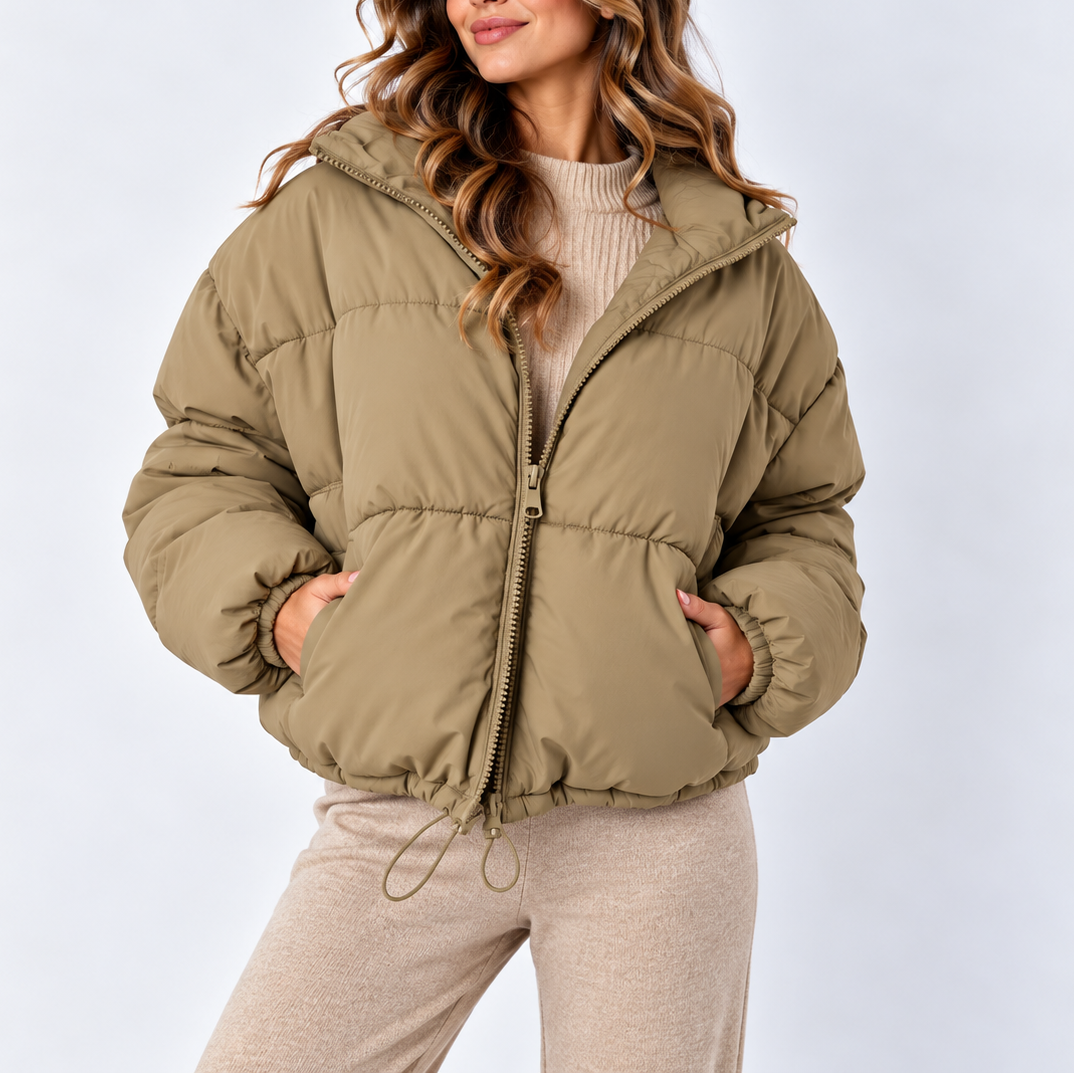 Women's Oversized Puffer Jacket — High Collar & Pockets 5