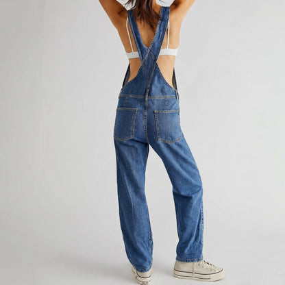 Women's Wide-Leg Denim Dungarees — Relaxed Fit Overalls 2