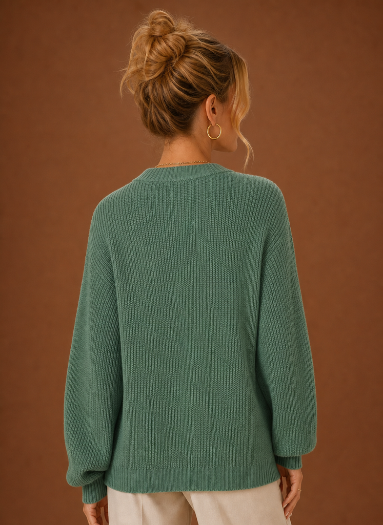 Women's V-Neck Knit Cardigan — Button Front Long Sleeve 3