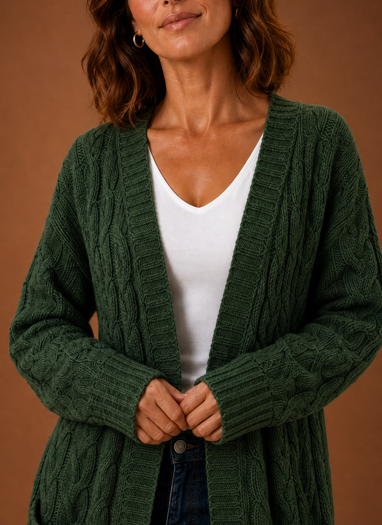 Cable Knit Hooded Cardigan Women — Chunky Long Duster Knit 4