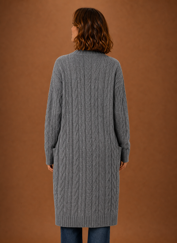 Cable Knit Hooded Cardigan Women — Chunky Long Duster Knit 15
