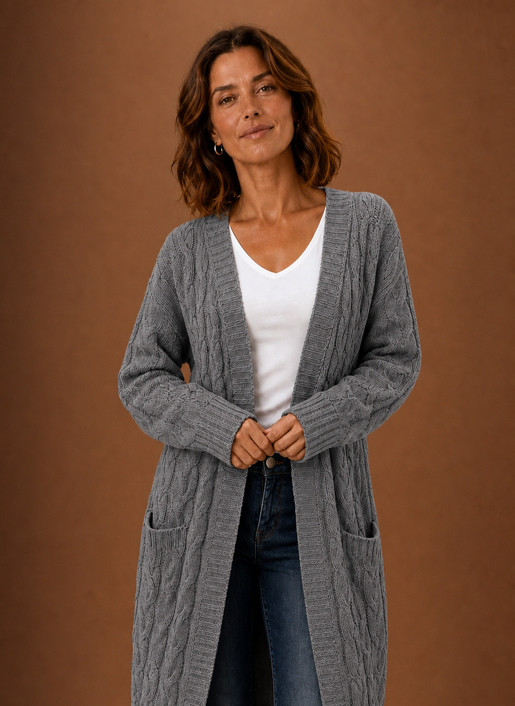 Cable Knit Hooded Cardigan Women — Chunky Long Duster Knit 13