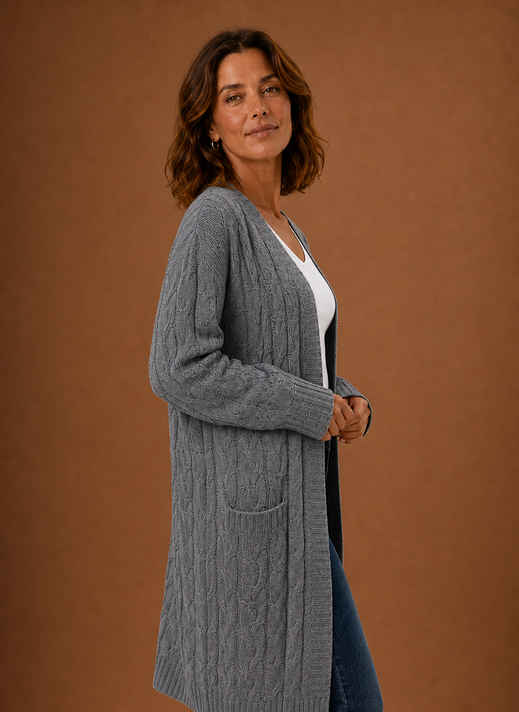 Cable Knit Hooded Cardigan Women — Chunky Long Duster Knit 14