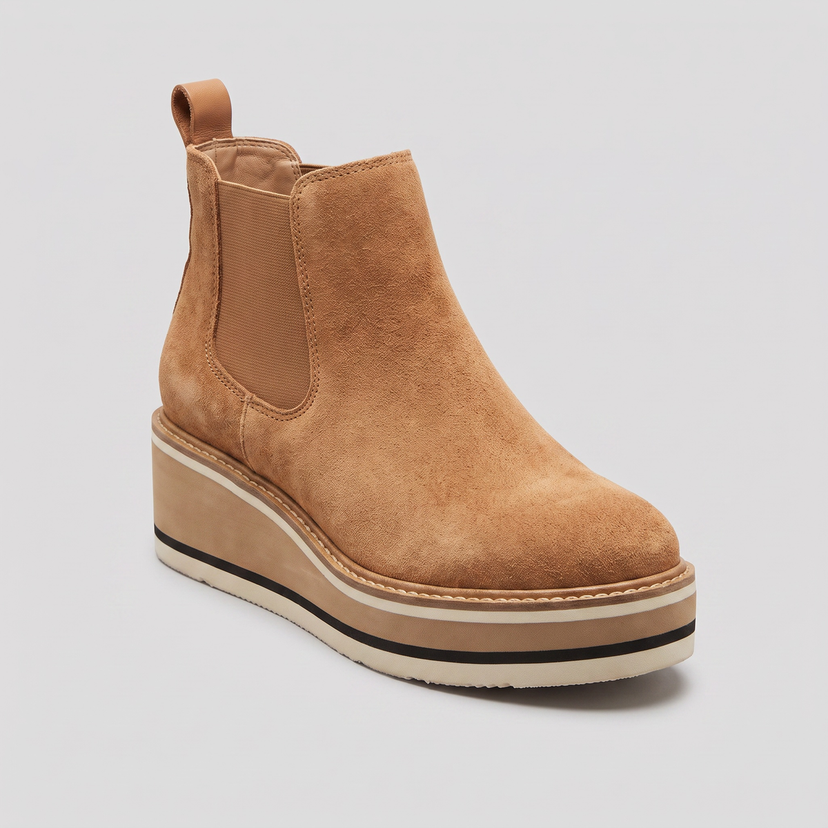 Platform Chelsea Ankle Boots — Women's Suede-Touch Pull-On 1