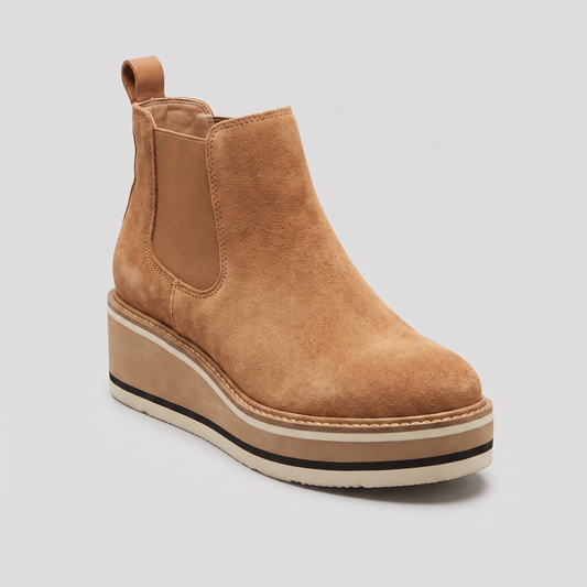 Platform Chelsea Ankle Boots — Women's Suede-Touch Pull-On 1