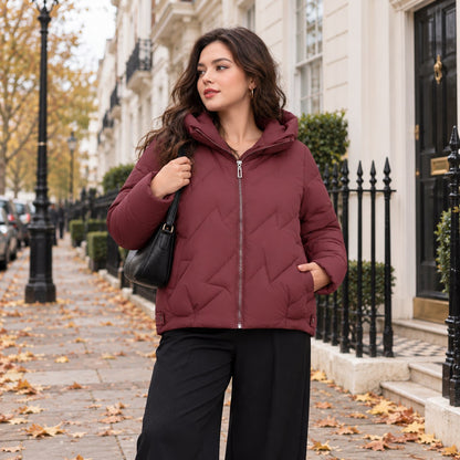 Women's Hooded Padded Jacket in Angola Red