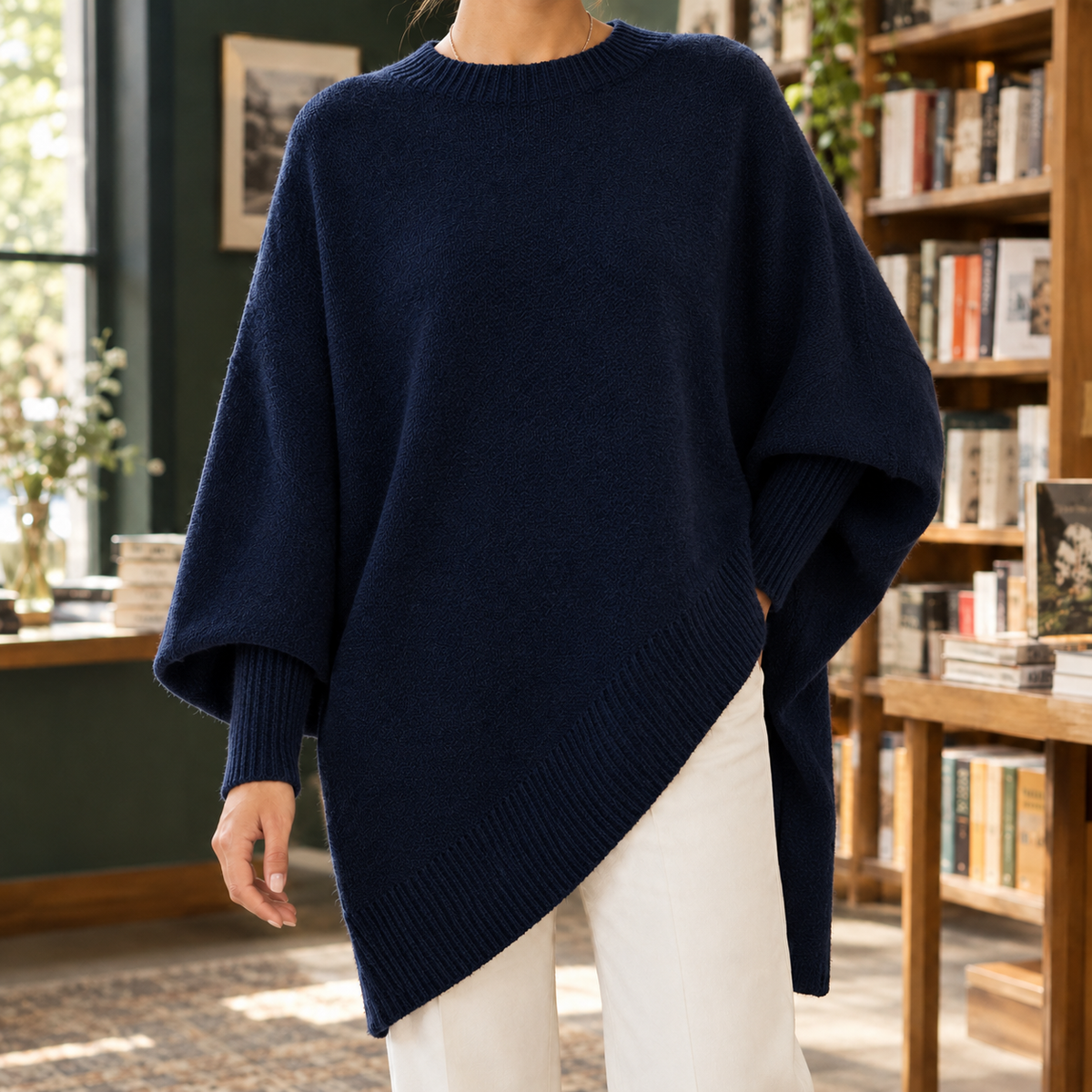 Oversized Knit Poncho Sweater — Asymmetric Cape for Women 5
