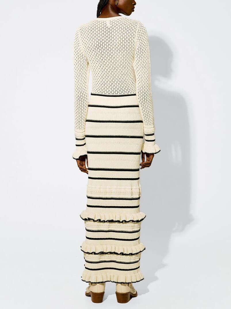 Knit Stripe Ruffle Long Sleeve Maxi Dress | S–XL 3