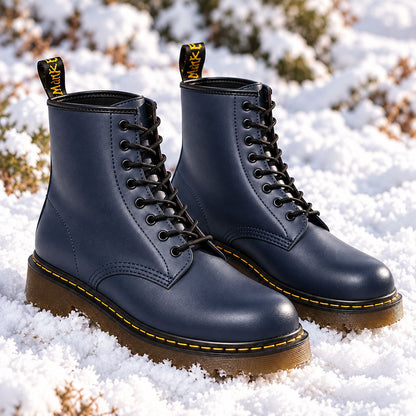 Marten Unisex Genuine Leather Lace-Up Boots in Blue