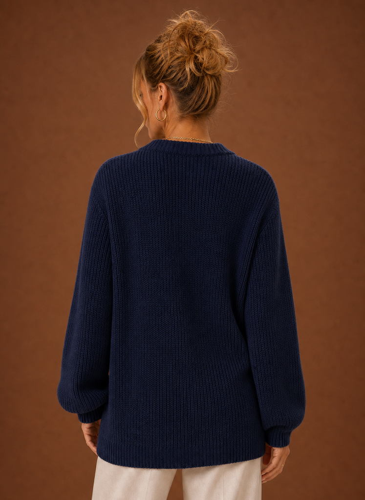 Women's V-Neck Knit Cardigan — Button Front Long Sleeve 10