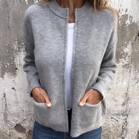 Women's Zip-Through Ribbed Cardigan — Relaxed Fit S–5XL 1