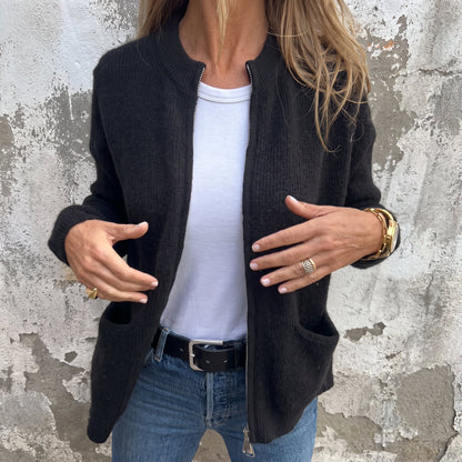 Women's Zip-Through Ribbed Cardigan — Relaxed Fit S–5XL 2
