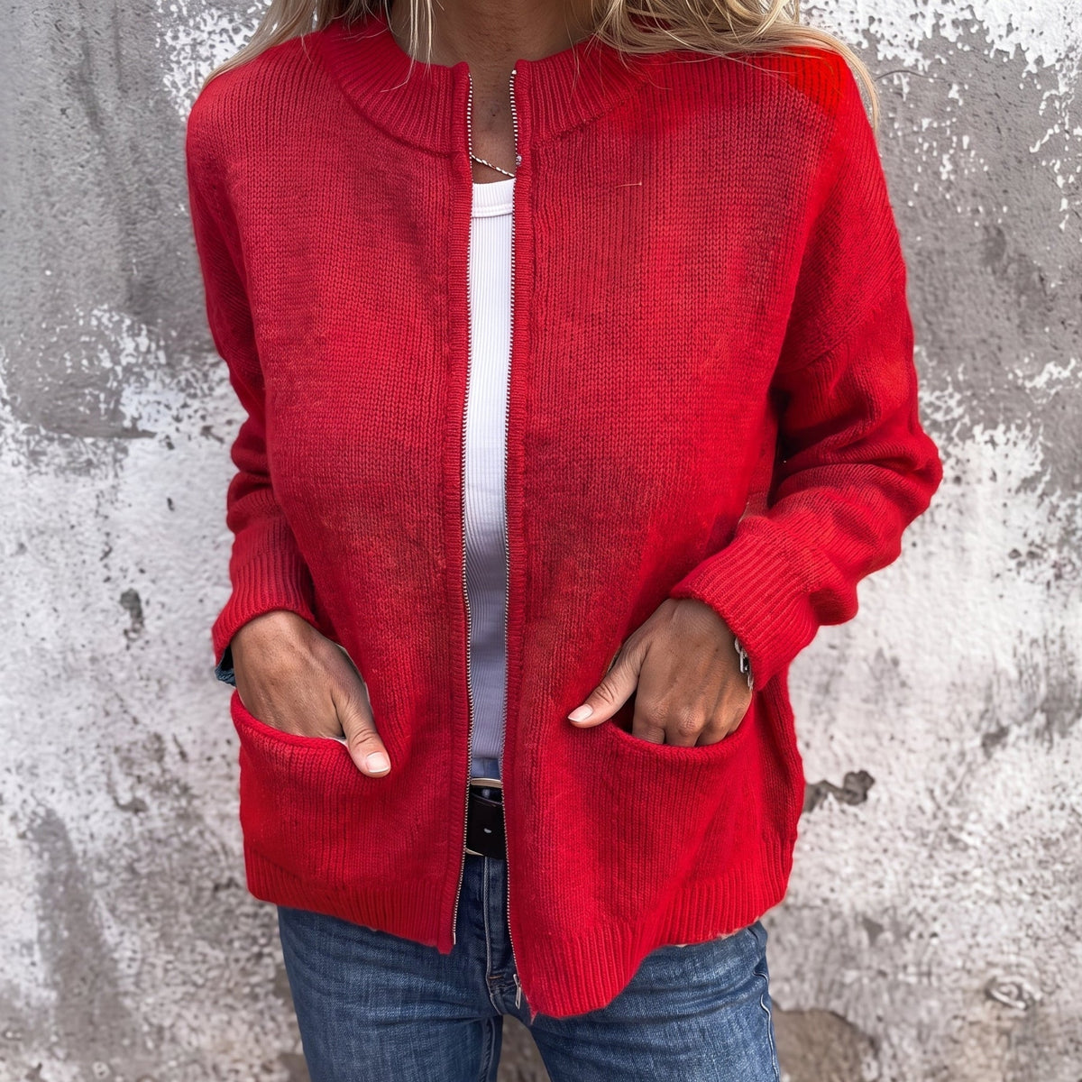 Women's Zip-Through Ribbed Cardigan — Relaxed Fit S–5XL 4